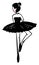 Ballerina black and white sketch, illustration, vector