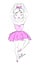 Ballerina. Cute dancer, doodle art for print, poster, greeting card.