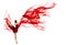 Ballerina Dance. Woman dancing Red Fabric. Graceful Ballet Dancer jumping in Air. Red Cloth flying waving on Wind. Isolated White