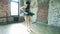 Ballerina dancing indoor, vintage. Healthy lifestyle ballet