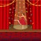 Ballerina dancing on the scene of the theater flat vector illustration.