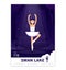 Ballerina in dancing on the stage with light on the dark violet background. Ballet poster design. Ballet prima ballerina