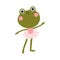 Ballerina frog vector isolate. Cute illustration of a character in a tutu dancing ballet. Hand-drawn cartoon in a