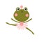 Ballerina frog vector isolate. Cute illustration of a character in a tutu dancing ballet. Hand-drawn cartoon in a