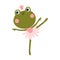 Ballerina frog vector isolate. Cute illustration of a character in a tutu dancing ballet. Hand-drawn cartoon in a