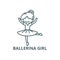 Ballerina girl,balet dancer line icon, vector. Ballerina girl,balet dancer outline sign, concept symbol, flat