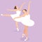 Ballerina girl ballet pose dance action perform illustration vector