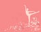 Ballerina girl and spring season cherry blossom vector copy space background