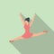 Ballerina jump icon flat vector. Ballet silhouette dance