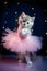 Ballerina kitten in studio setting. Generative AI