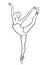 Ballerina outline illustration on white background