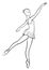 Ballerina outline illustration on white background