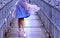Ballerina on pedestrian bridge