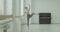 Ballerina practicing terboushon in dance studio