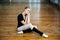 Ballerina relaxing on the floor