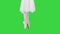 Ballerina in romantic tutu walking on pointe on a Green Screen, Chroma Key.