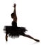 Ballerina silhouette in ballet position against white background