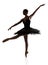 Ballerina silhouette making ballet pirouette against white background