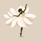 Ballerina in a white dress with a flower. Vector illustration, ballet dance performer, tiptoe, generative ai