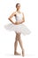 Ballerina in a white tutu dress posing
