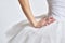 Ballerina in white tutu elegant dance performed sensuality silhouette light background