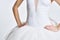Ballerina in white tutu elegant dance performed sensuality silhouette light background