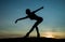 ballerina. woman silhouette on sky background. sense of freedom. female silhouette on sunset. woman dance in sunrise