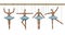 Ballerinas concept, set of wooden marionette dancers in different poses,