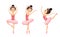 Ballerinas are dancing set. Cute girls kids dancers in pink tutu dress and pointe dance.