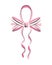 Ballet accessorie. Pink bow and long satin ribbon. Vector hand drawn sketch style object