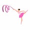 Ballet ballerina ribbon dance, Female beautiful classic theater dancer character on isolated background cartoon illustration vecto