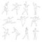 Ballet or contemporary dancer outline isolated icons dancing positions