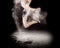 Ballet dancer ballerina jumping white smoke powder