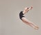 Ballet dancer dancing, training and artistically jumping in the air with flexibility, fitness and performance. Healthy