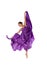Ballet dancer in flying satin dress