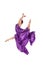Ballet dancer in flying satin dress