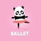 Ballet dancer panda bear. Cute cartoon illustration on pink background