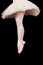 A ballet dancer standing on toes while dancing artistic conversion
