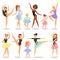 Ballet dancer vector ballerina character dancing in ballet-skirt tutu illustration set of classical ballet-dancer woman