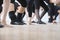 Ballet Dancers Practicing In Rehearsal Room