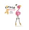 Ballet. Dancing flamingo wearing ballet pointe shoes with bow.