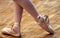 A ballet fragment with little girls legs on pointes