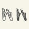 Ballet line and solid icon. Ballet pointes outline style pictogram on beige background. Dance studio symbol for mobile