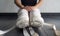 Ballet pointe shoes on a young female ballerina untied in ballet class