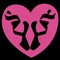 Ballet shoes icon concluded in pink the heart on a black background.