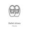 ballet shoes icon vector from fine arts collection. Thin line ballet shoes outline icon vector illustration. Linear symbol for use