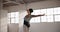 Ballet, woman and stretching back in dance with fitness, training and creative performance in practice or exercise with