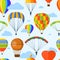 Ballon aerostat transport vector seamless pattern