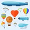 Ballon aerostat transport vector set.