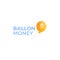 Ballon money logo. Gold ball in sky with dollar sign.